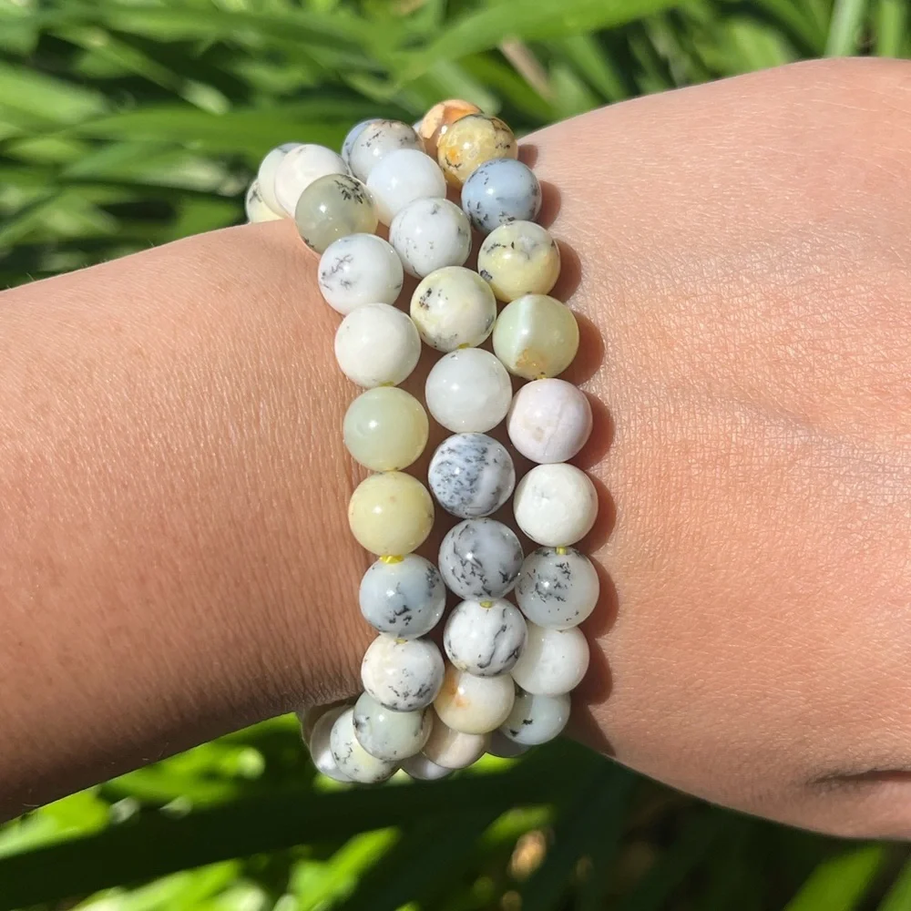 8mm‎ stretchable dendritic opal bracelet